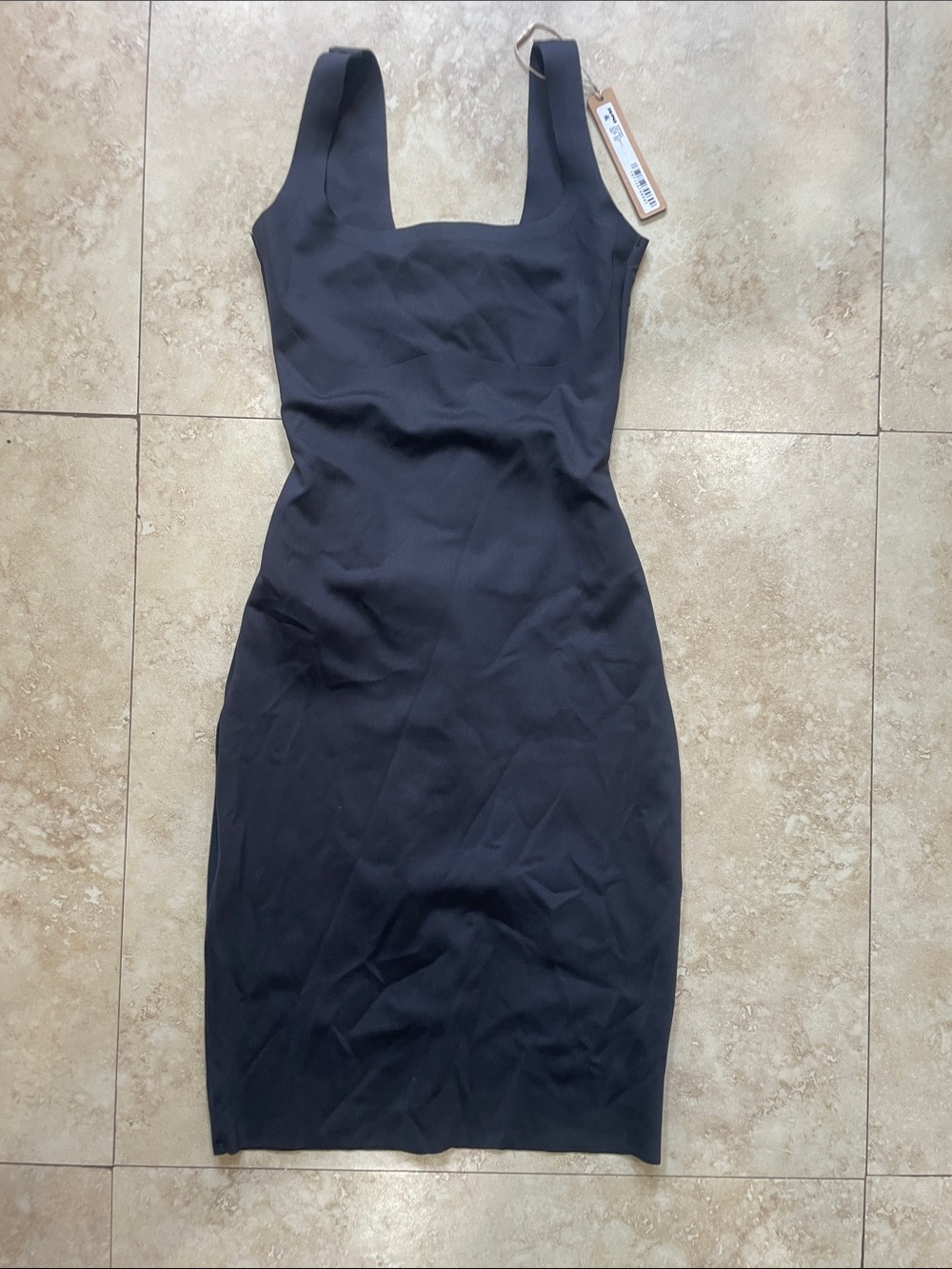 Skims Body Tank Dress Classic Black Square-Neck Bodycon Dress size XXS